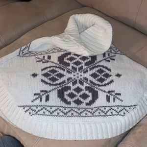 ❄️Grey and white knit poncho